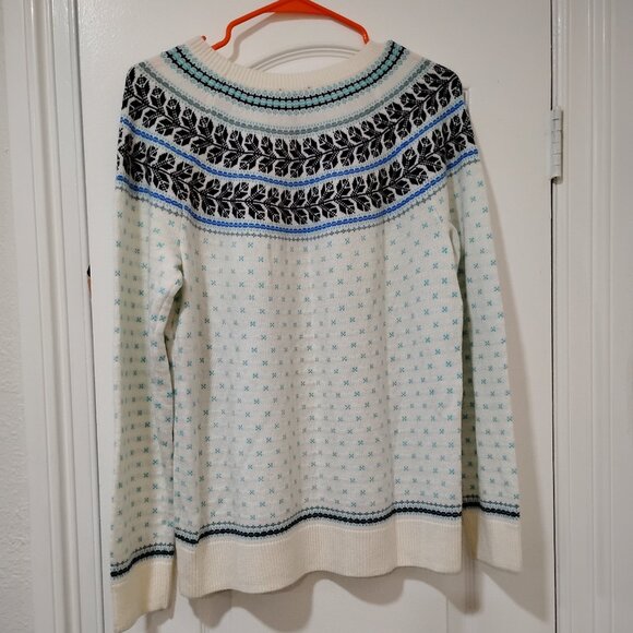 Talbots Sweaters - Talbots Fair Isle Wool Blend Crew Neck Sweater Ivory | Size XL Petite